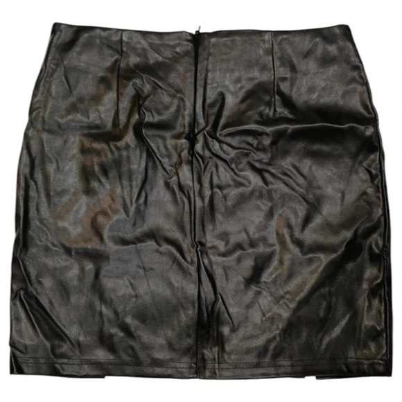 Parisian Black High Waisted Faux Leather Side Lace Up Mini Skirt Size 12 - Picture 6 of 9